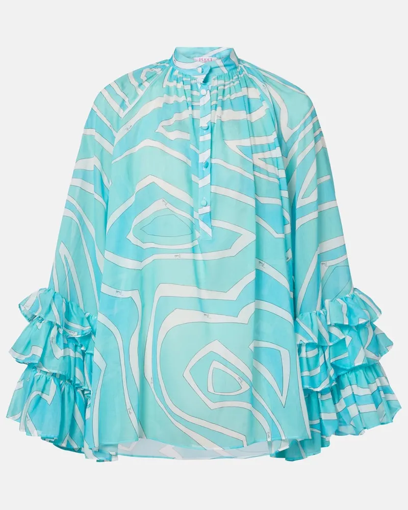 Emilio Pucci Bluse Marmo aus Baumwolle Blau
