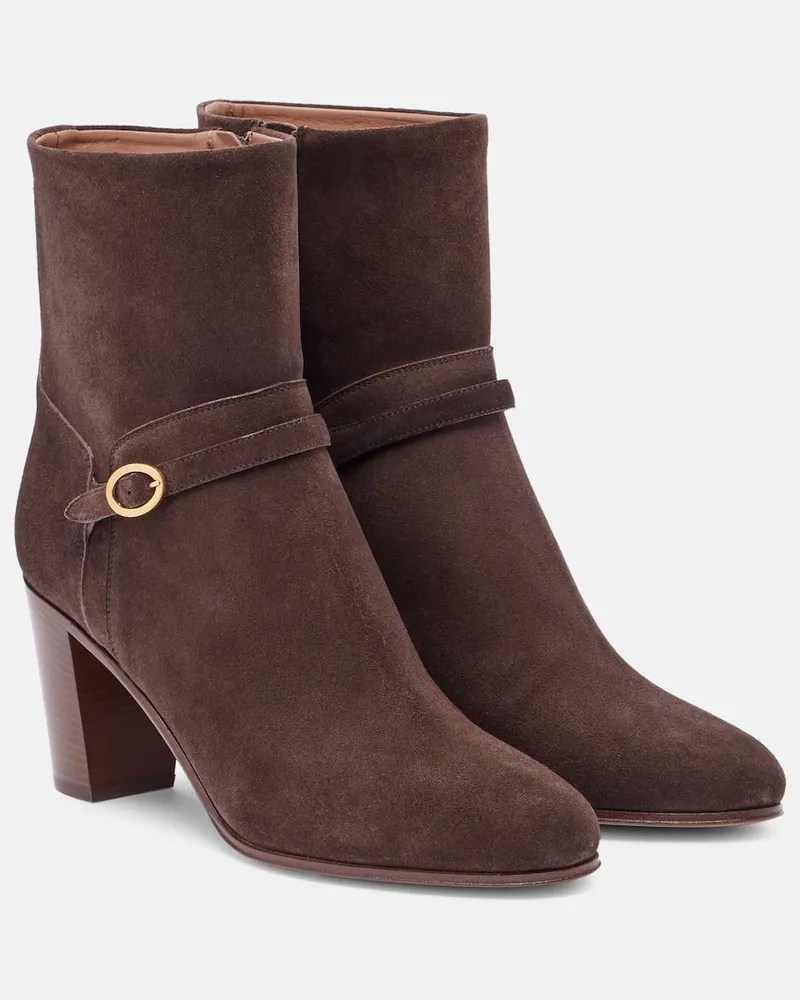 Valentino Garavani Ankle Boots Pattie 75 aus Veloursleder Braun