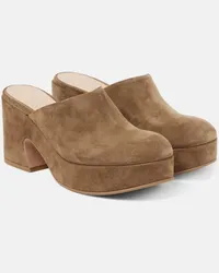 Gianvito Rossi Clogs Lyss aus Veloursleder Beige