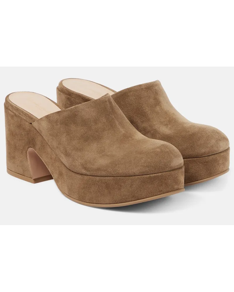Gianvito Rossi Mules Lyss aus Veloursleder Beige