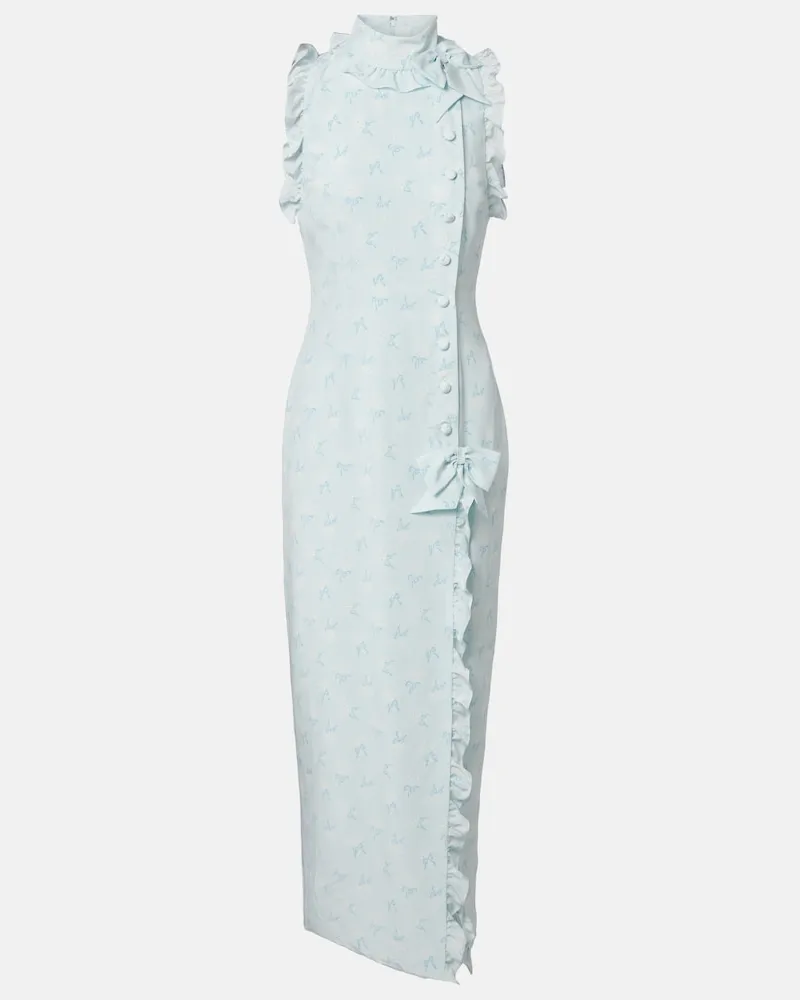 Alessandra Rich Maxikleid aus Seide mit Schleifendetail Blau