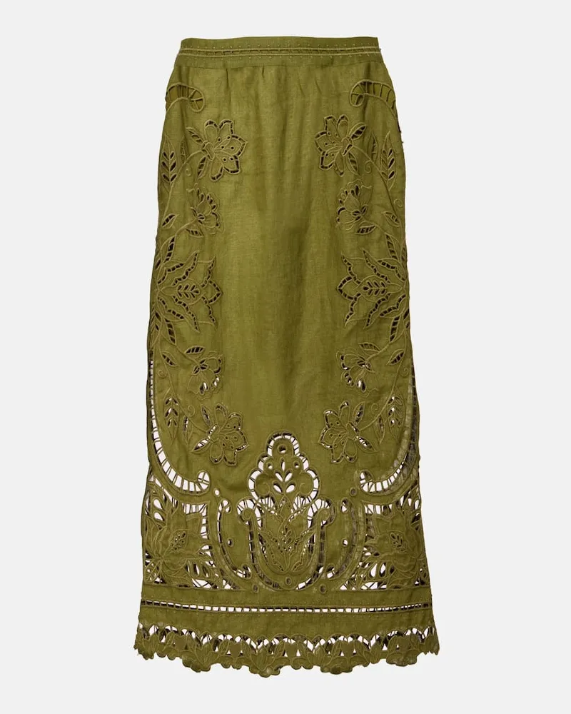 FARM Rio Midirock aus Leinen mit Spitze Grün