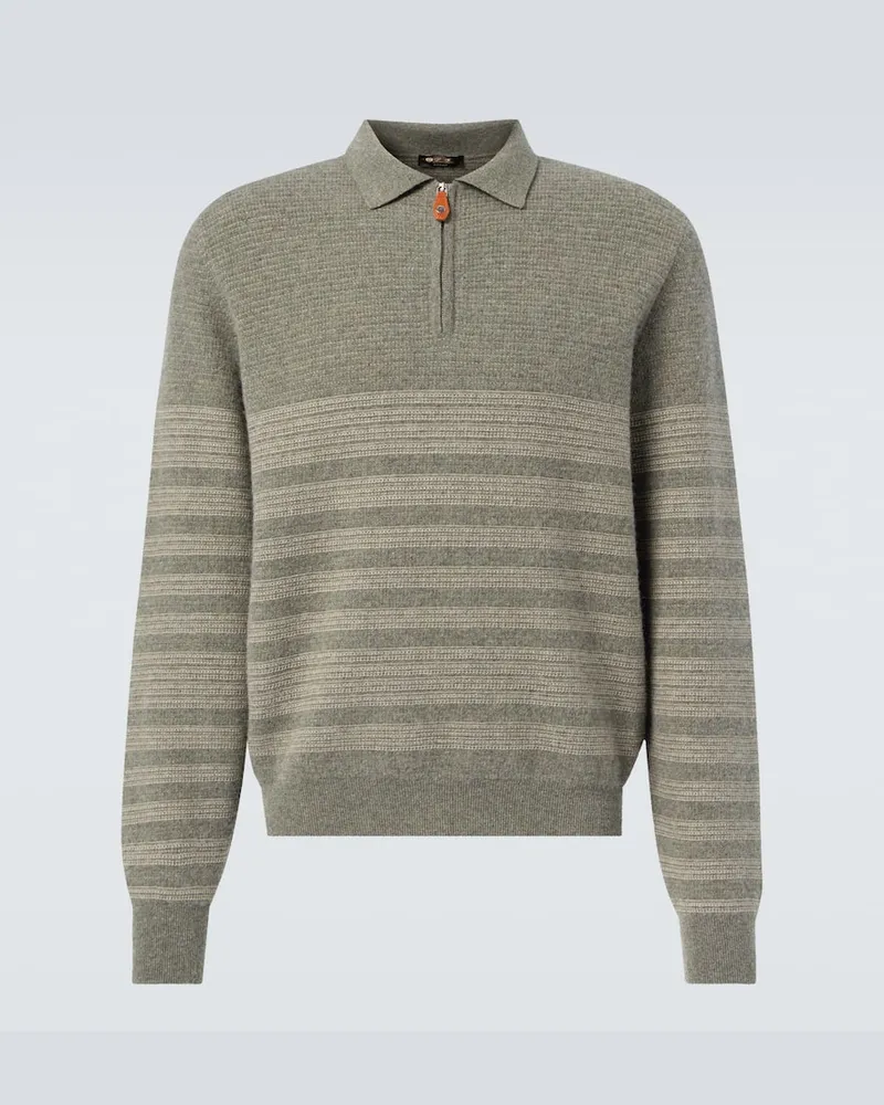 Loro Piana Polopullover Oggebbio aus Wolle und Baumwolle Grün