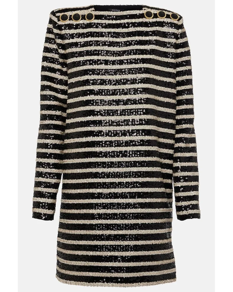 Balmain Minikleid mit Pailletten Schwarz