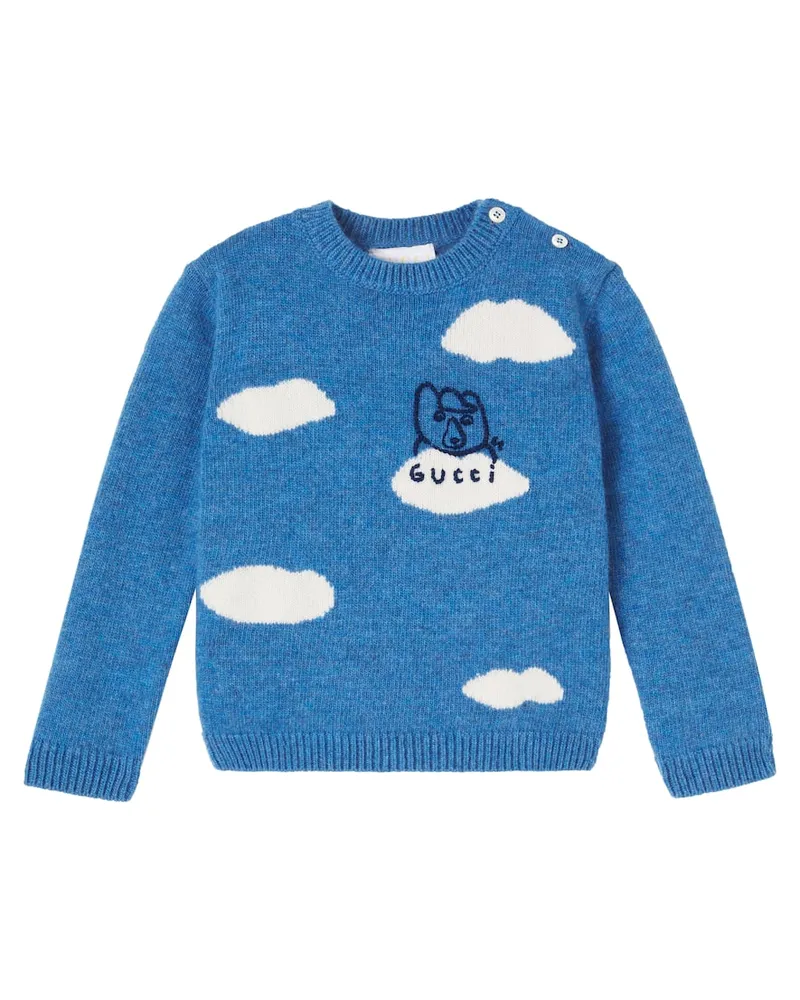 Gucci X Euan Roberts Baby Pullover aus Wolle Blau