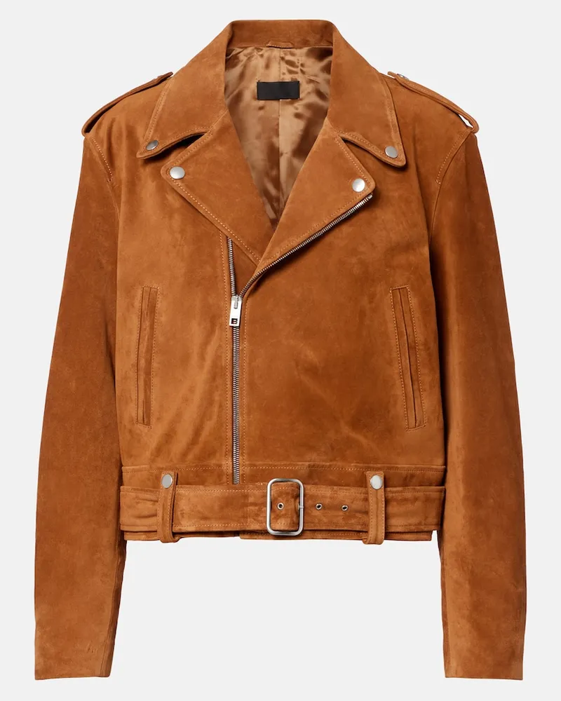 Nili Lotan Bikerjacke Evel aus Veloursleder Braun