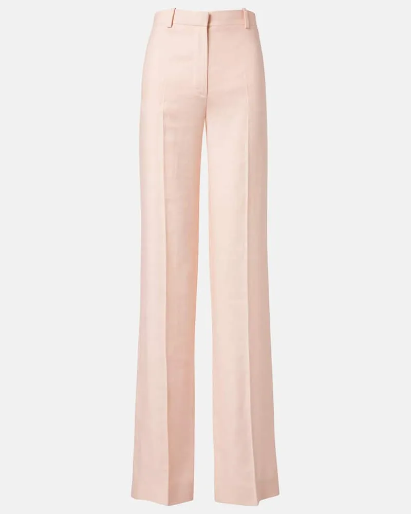 Loro Piana Gerade Hose Goldie aus Leinen und Wolle Rosa