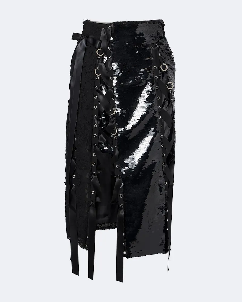 Simone Rocha Midirock aus Spitze mit Pailletten Schwarz