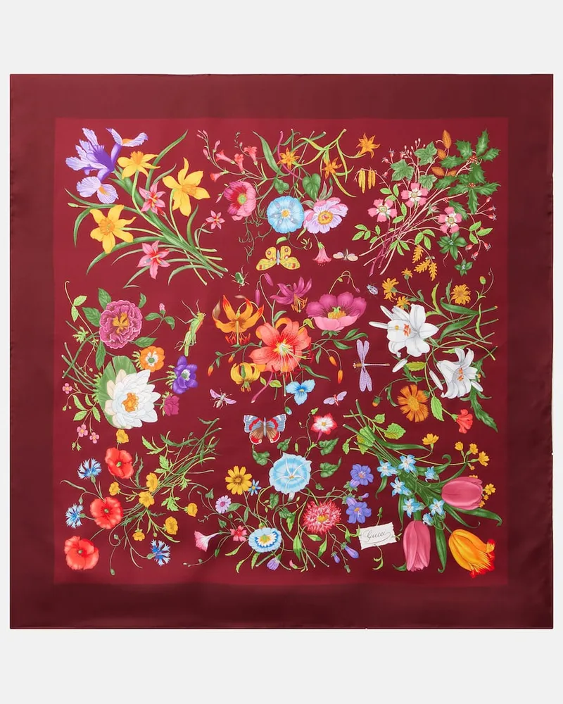 Gucci Tuch Gucci Flora aus Seiden-Twill Burgunderrot