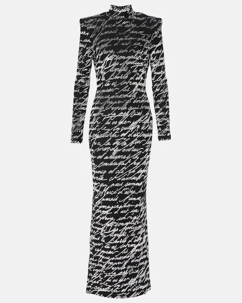 Balmain Robe Love Letter aus Jacquard Schwarz