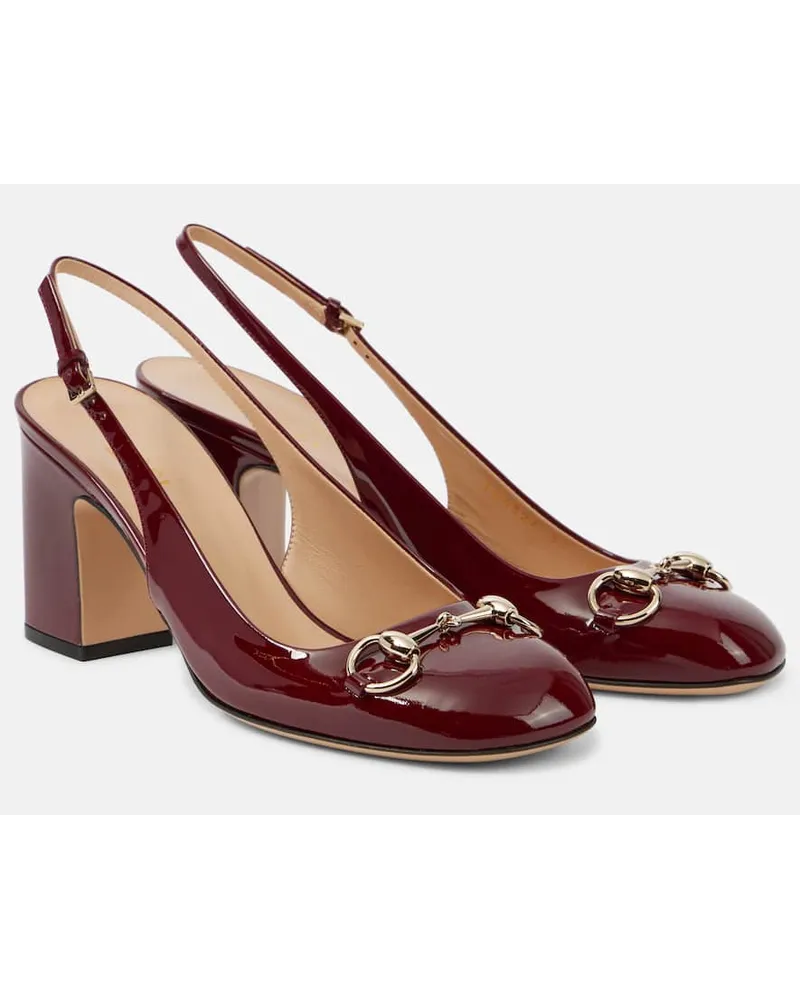 Gucci Slingback-Pumps Horsebit aus Lackleder Rot