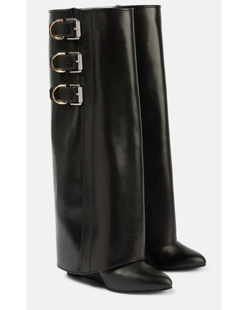 Givenchy Stiefel Shark Lock Buckles aus Leder Schwarz