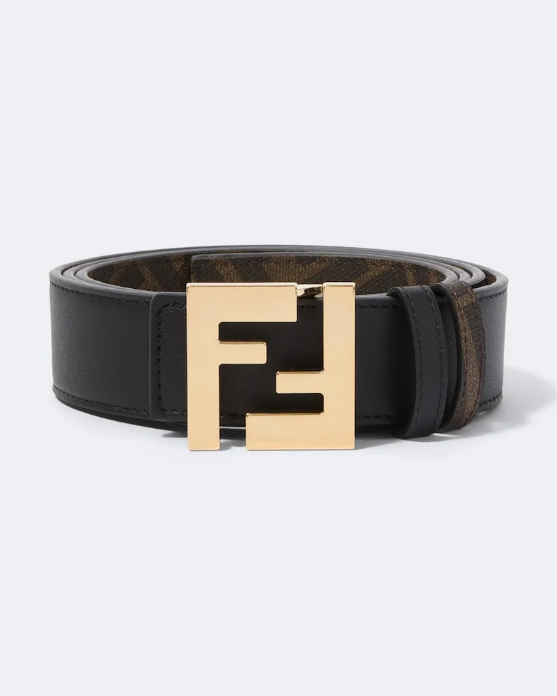 Fendi Wendbarer Gürtel FF Zucca aus Leder Schwarz