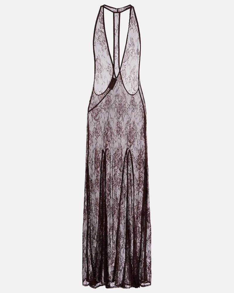 Adriana Degreas Maxikleid aus Spitze Braun
