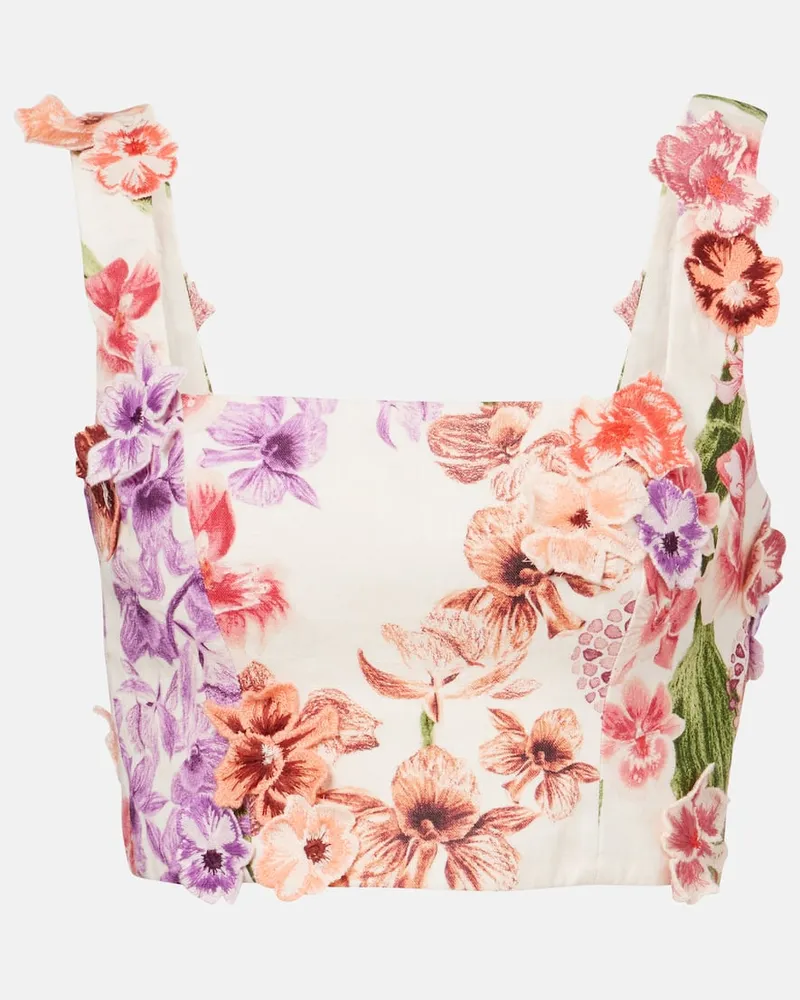 AGUA BENDITA Cropped-Top Amanda aus Leinen Multicolor