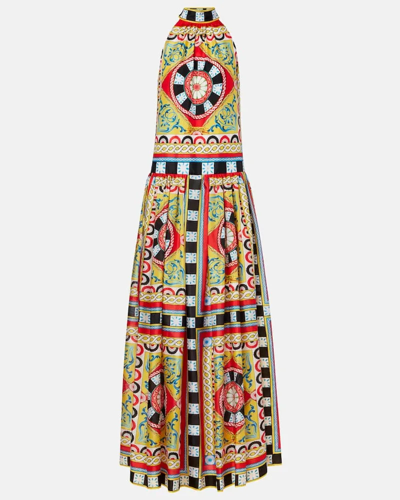 Dolce & Gabbana Bedruckte Robe Taormina aus Seide Multicolor
