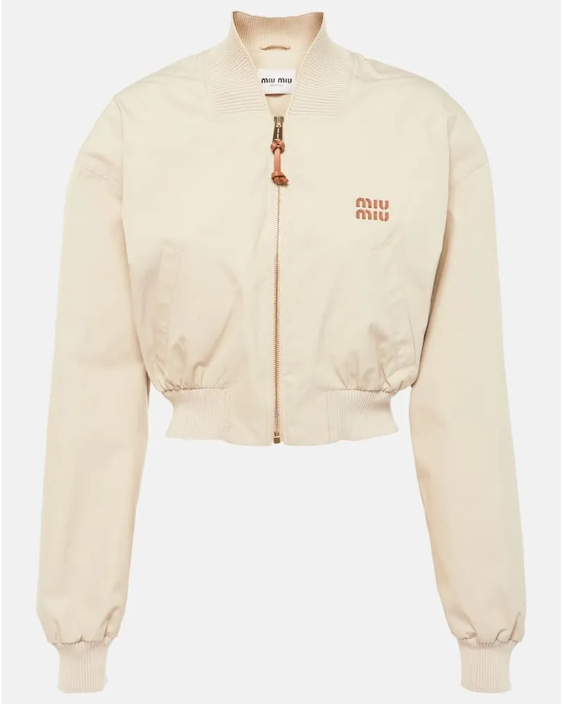 Miu Miu Cropped-Blouson Panama aus Baumwolle Beige