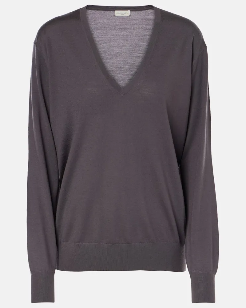 Dries van Noten Pullover aus Wolle Grau