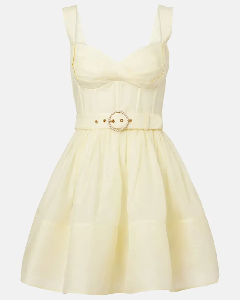 Zimmermann Minikleid Dawning aus Leinen und Seide Gelb