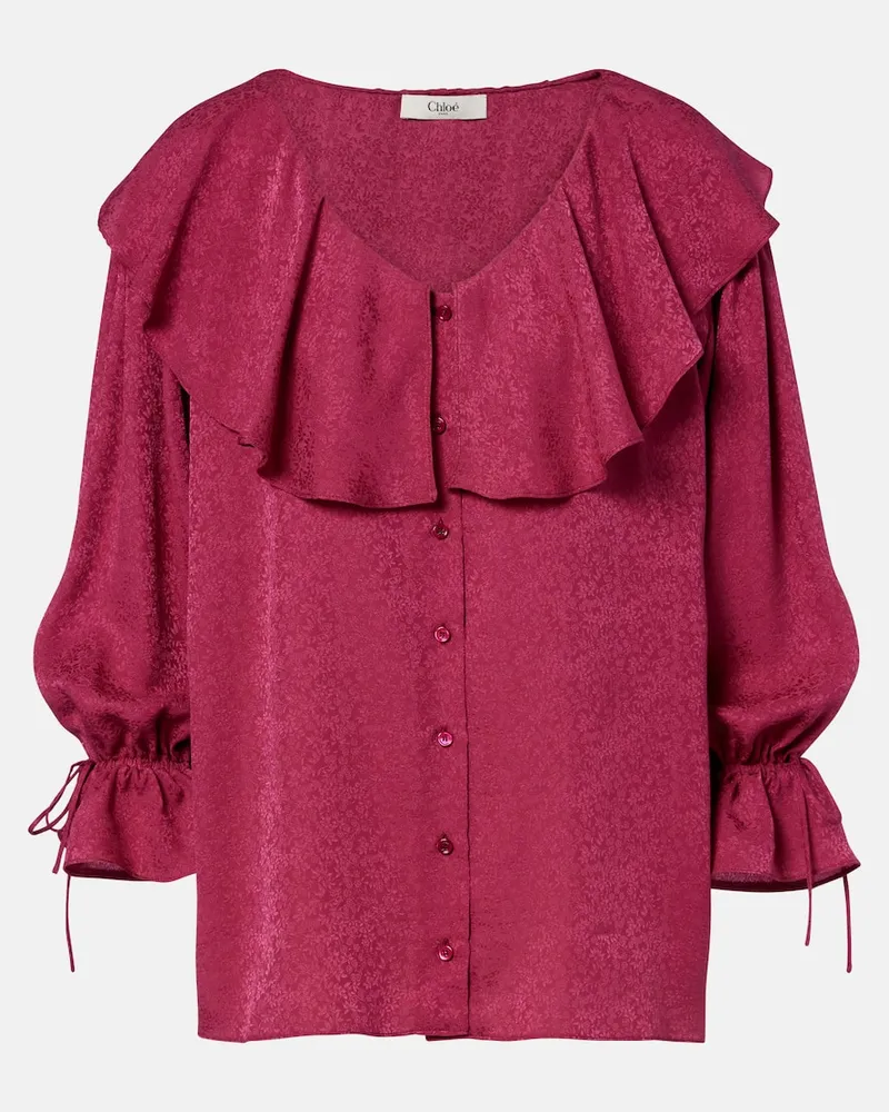 Chloé Chloé Bluse aus Seiden-Jacquard Burgunderrot
