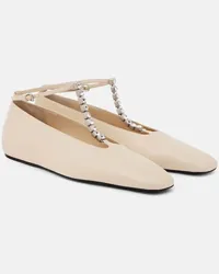 Jil Sander Verzierte Ballerinas aus Leder Weiss