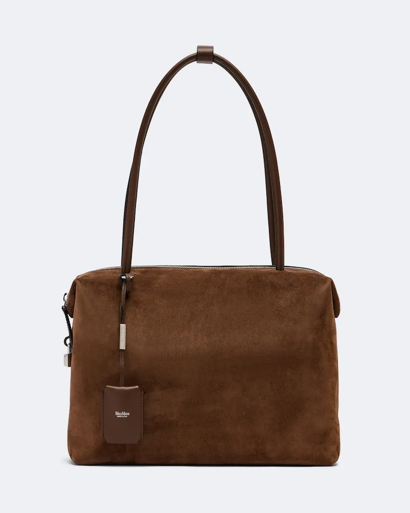 Max Mara Schultertasche Large aus Veloursleder Braun