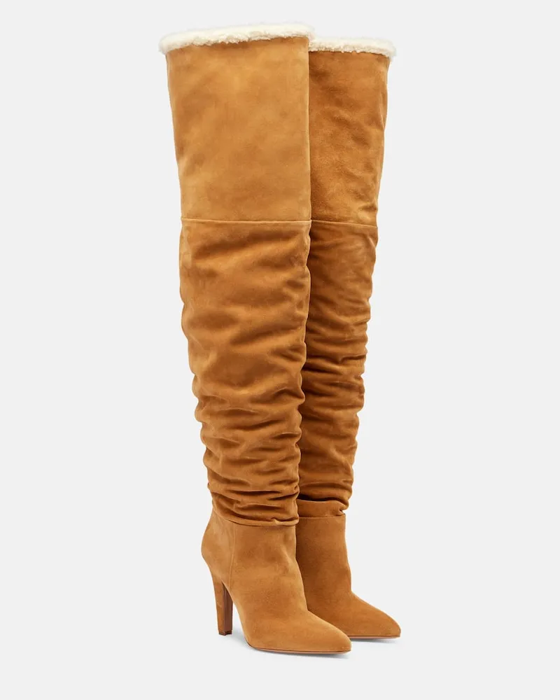 Paris Texas Overknee-Stiefel Elsa 100 aus Veloursleder Braun