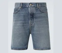 Jeansshorts mit Leder