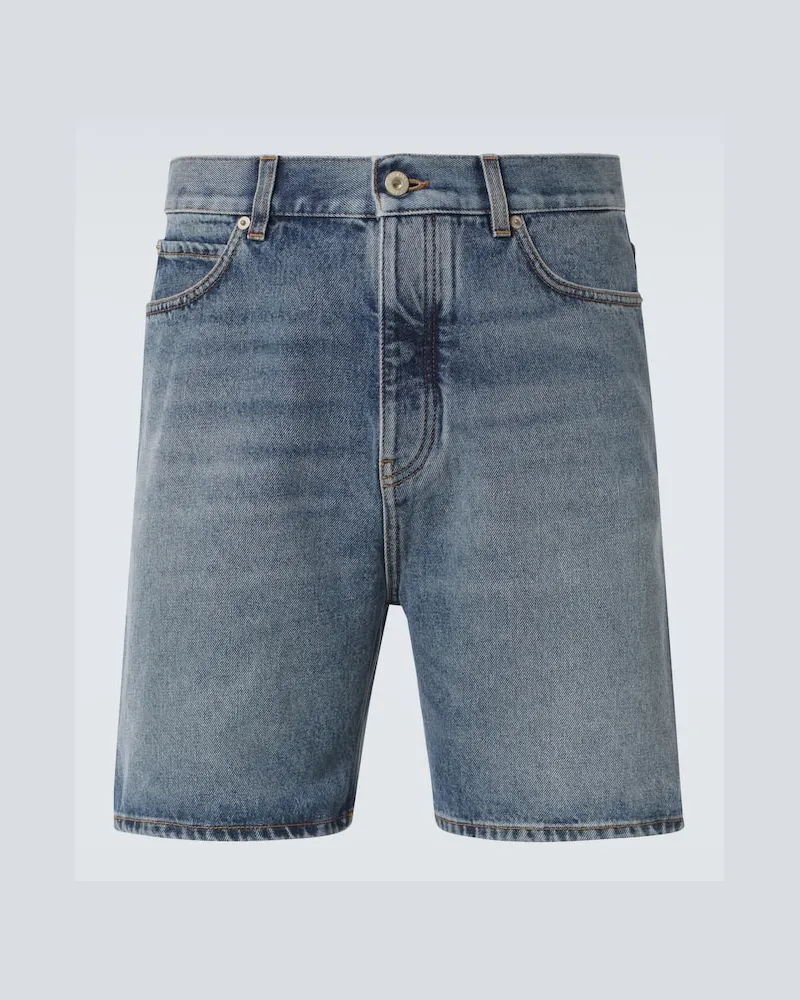 Loewe Jeansshorts mit Leder Blau