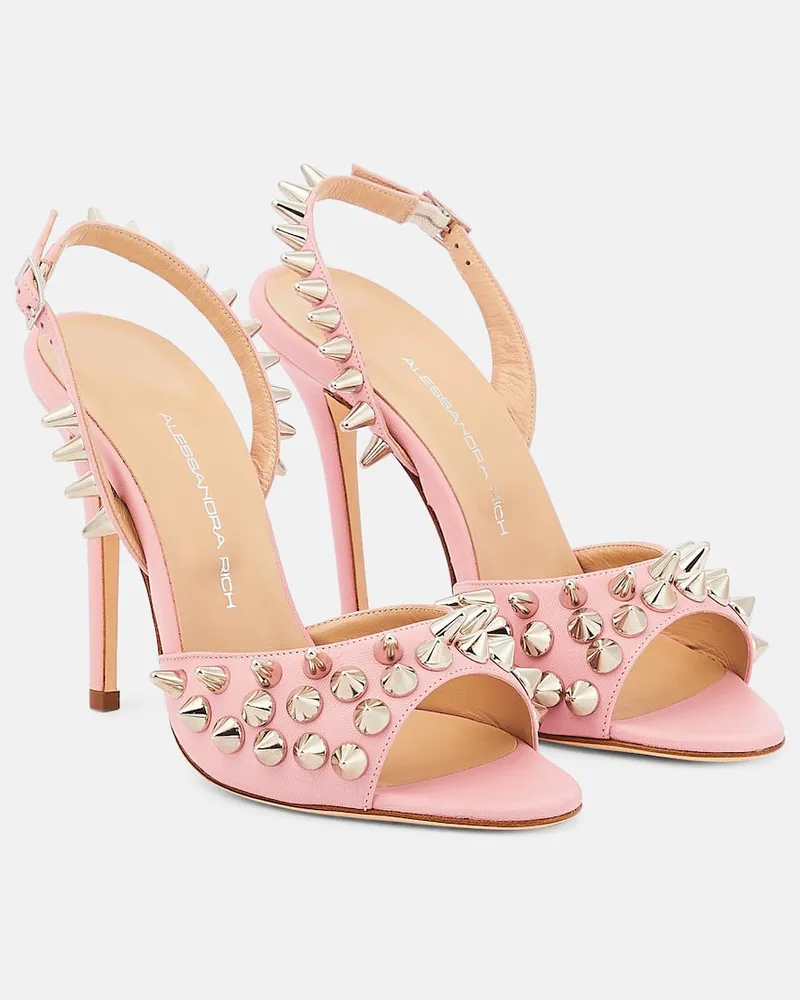 Alessandra Rich Verzierte Sandalen aus Leder Rosa