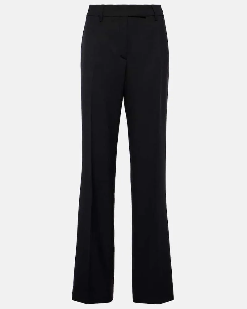 Prada Gerade High-Rise-Hose aus Wolle Schwarz