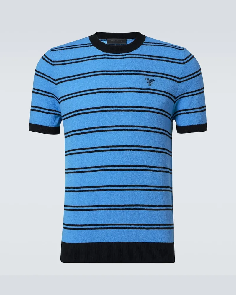 Prada T-Shirt aus Baumwolle und Seide Blau