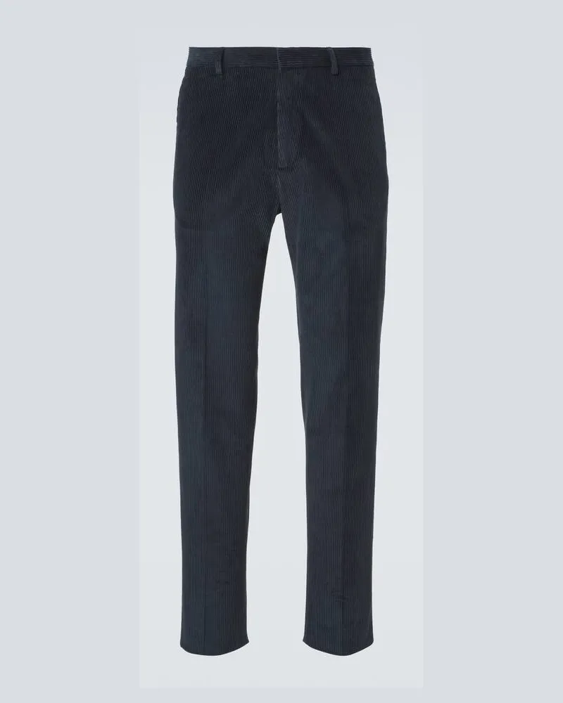 Loro Piana Gerade Hose aus Baumwoll-Cord Blau