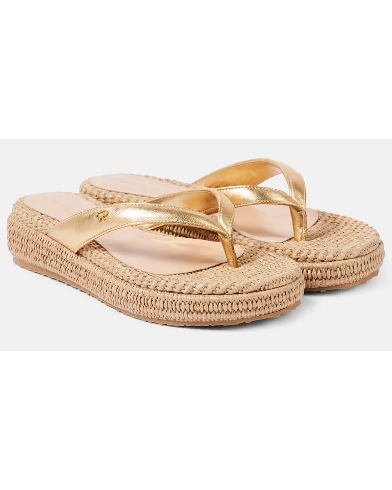 Gianvito Rossi Espadrille-Sandalen mit Metallic-Leder Gold