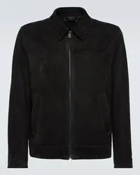 Brioni Blouson aus Veloursleder Schwarz