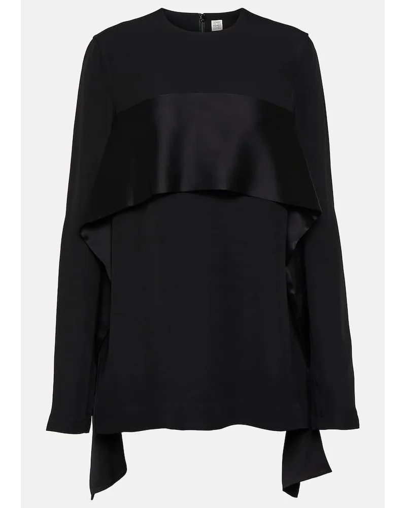 Totême Top aus Crêpe mit Satin Schwarz