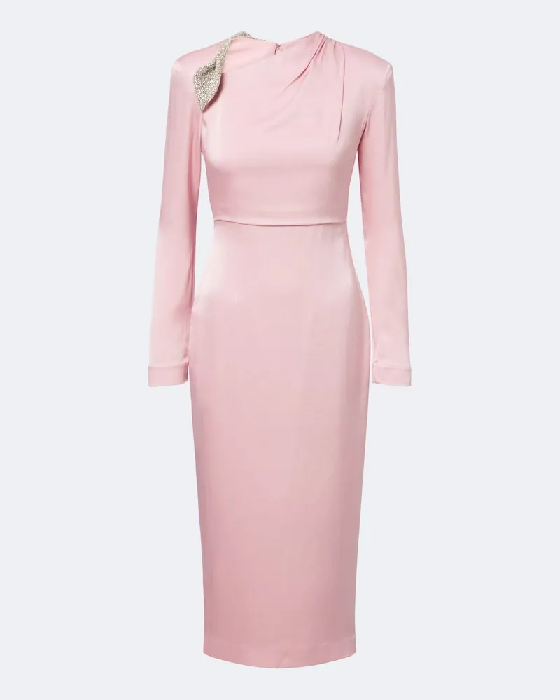 Rachel Gilbert Verziertes Cocktailkleid Oryx aus Crêpe Satin Rosa