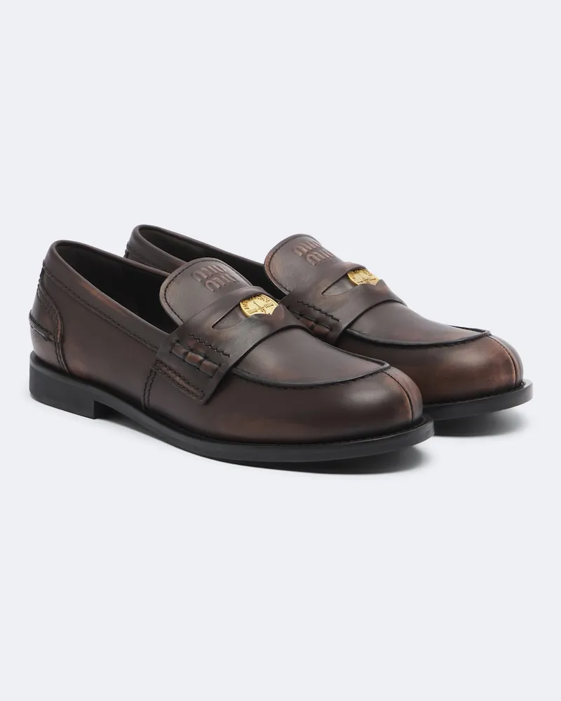 Miu Miu Loafers aus Leder Braun