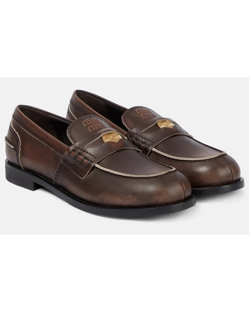 Miu Miu Loafers aus Leder Braun