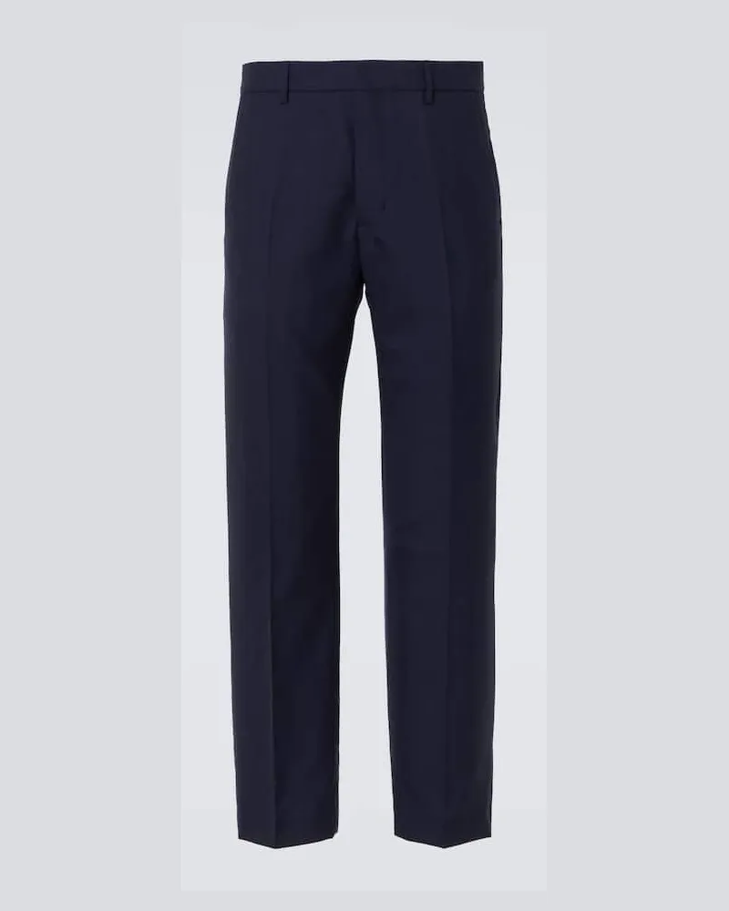 AMI Paris Gerade Hose aus Schurwolle Blau