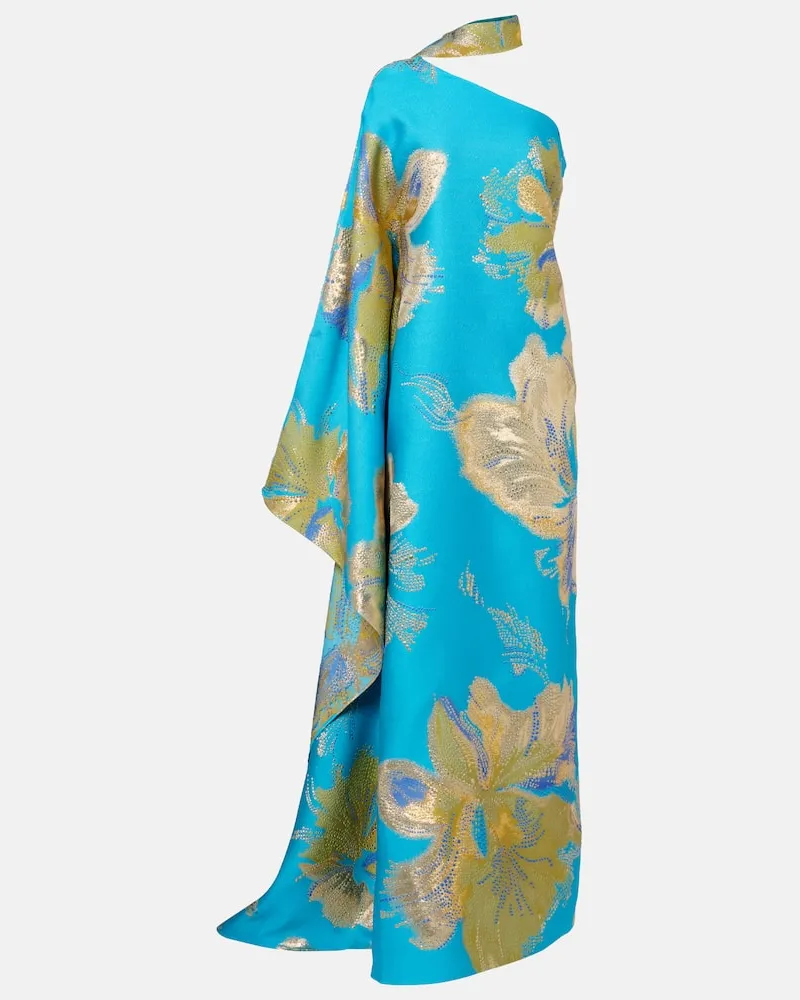 Taller Marmo Kaftan Hardison Bloom aus Satin Blau