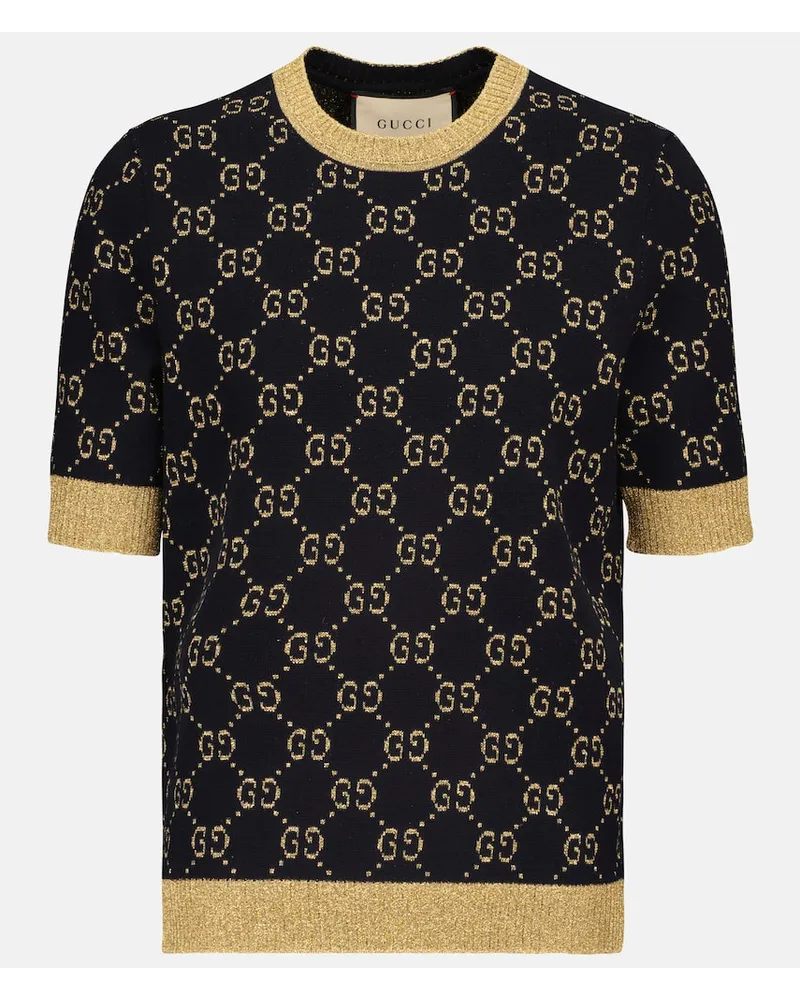 Gucci Top aus einem Baumwollgemisch Blau