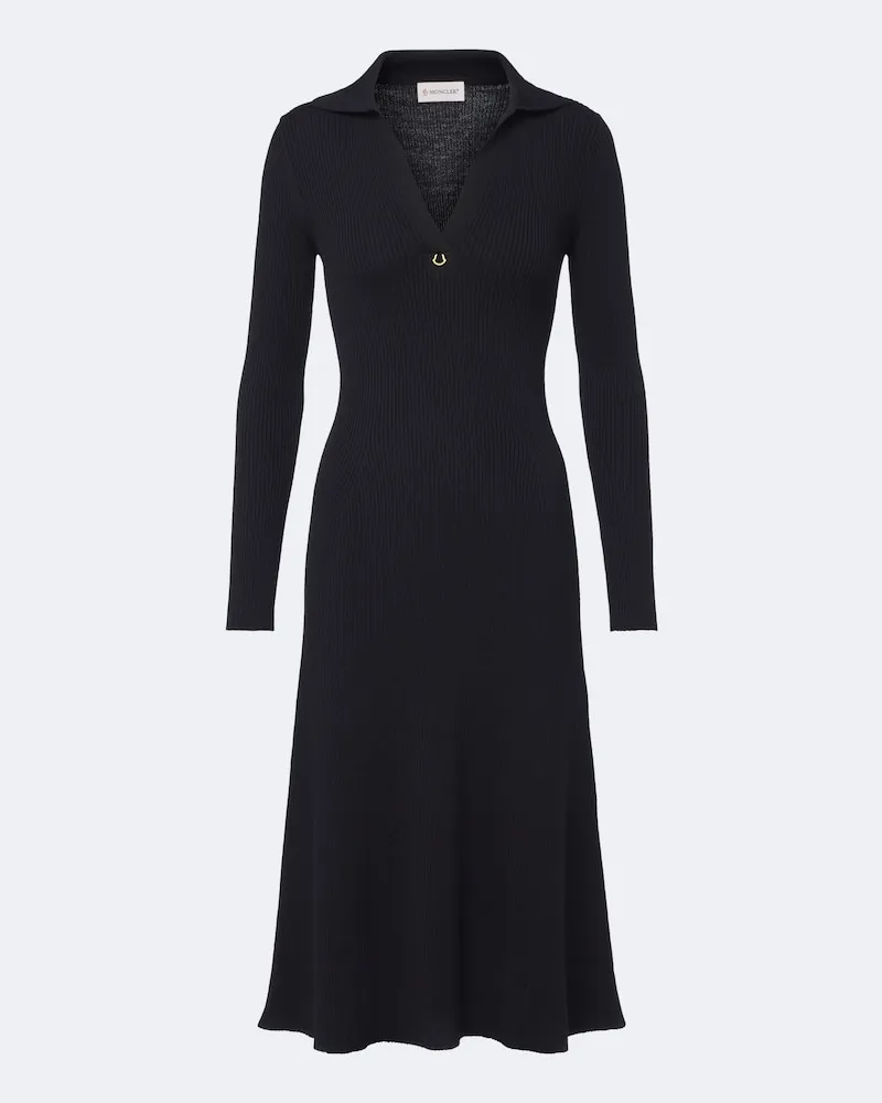 Moncler Midikleid aus einem Wollgemisch Schwarz