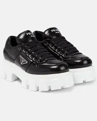 Prada Plateau-Sneakers aus Nappaleder Schwarz