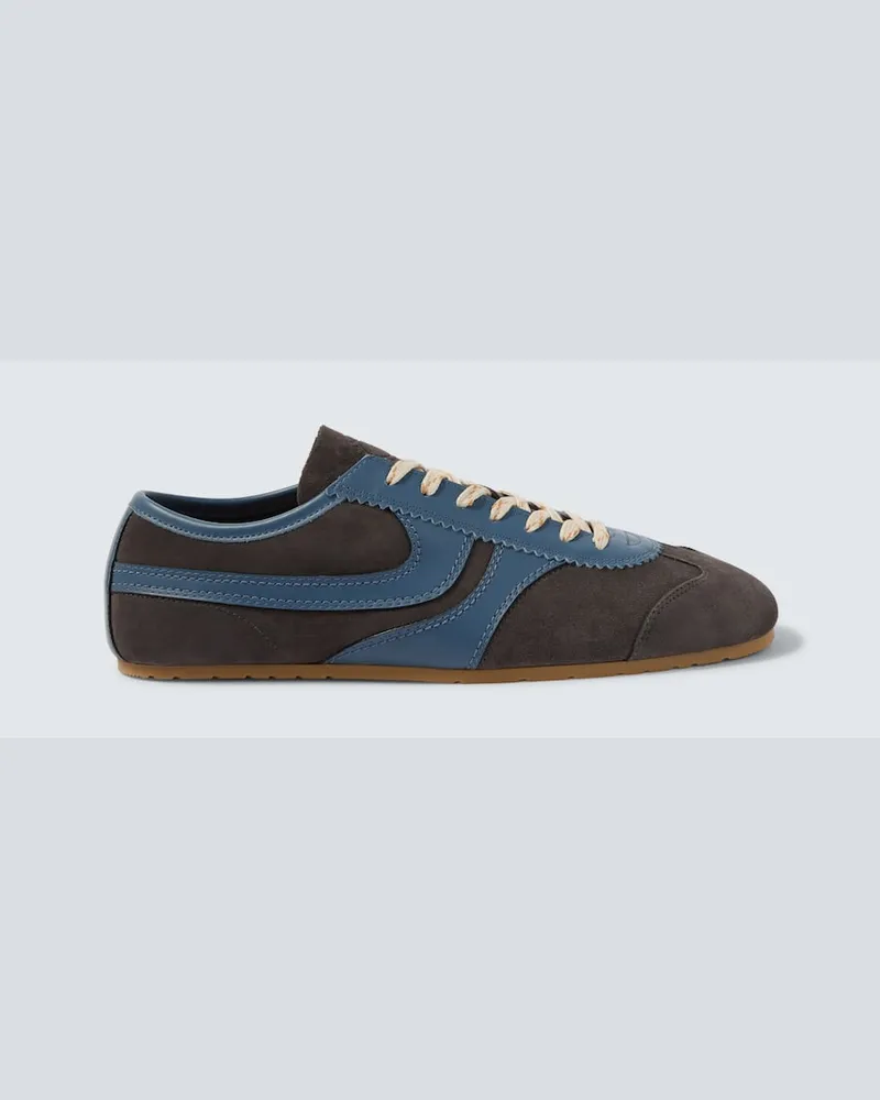 Dries van Noten Sneakers aus Veloursleder und Leder Grau