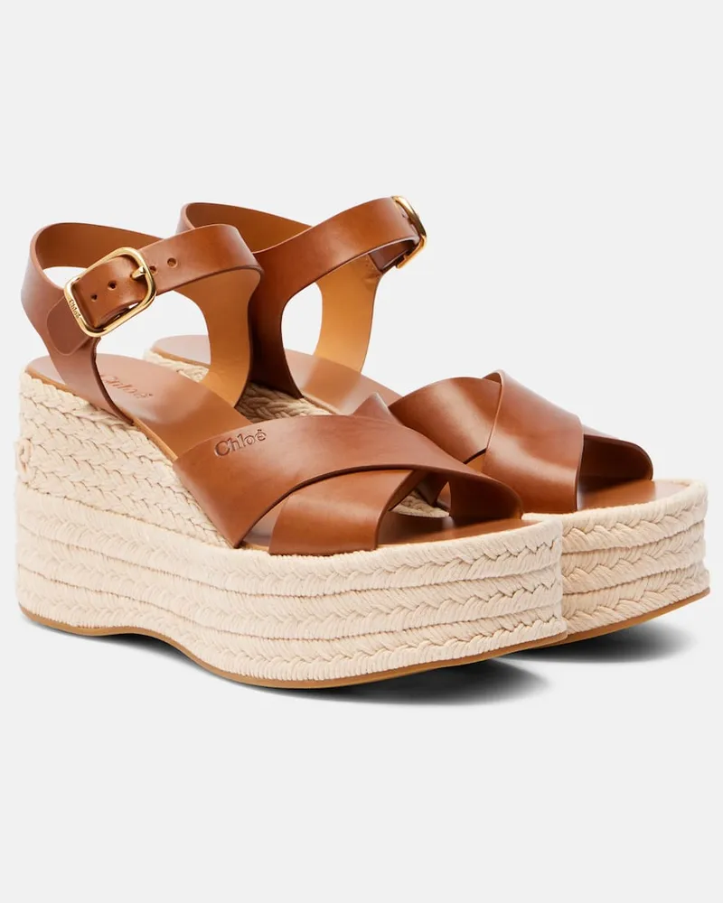 Chloé Chloé Espadrille-Wedges Isla aus Leder Braun