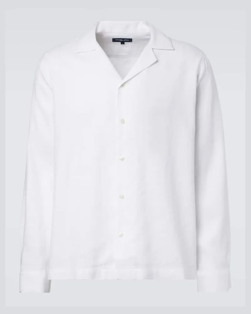 Frescobol Carioca Hemd aus Leinen und Baumwolle Weiß