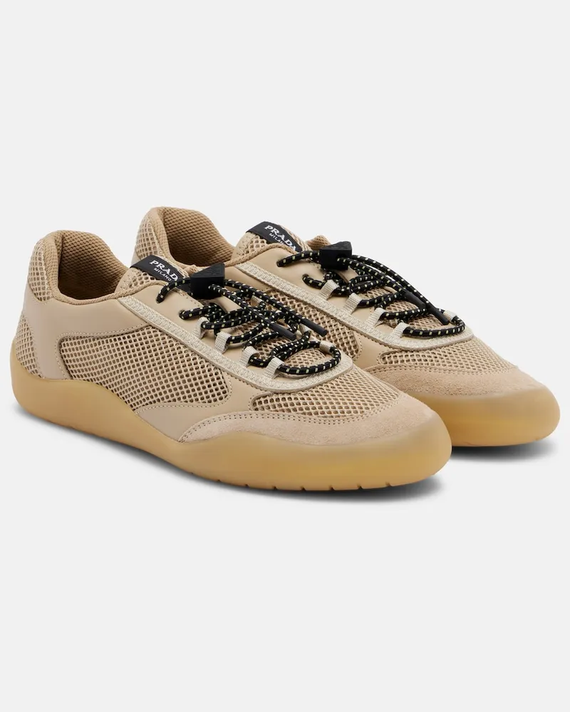Prada Sneakers Speedrock mit Leder Beige