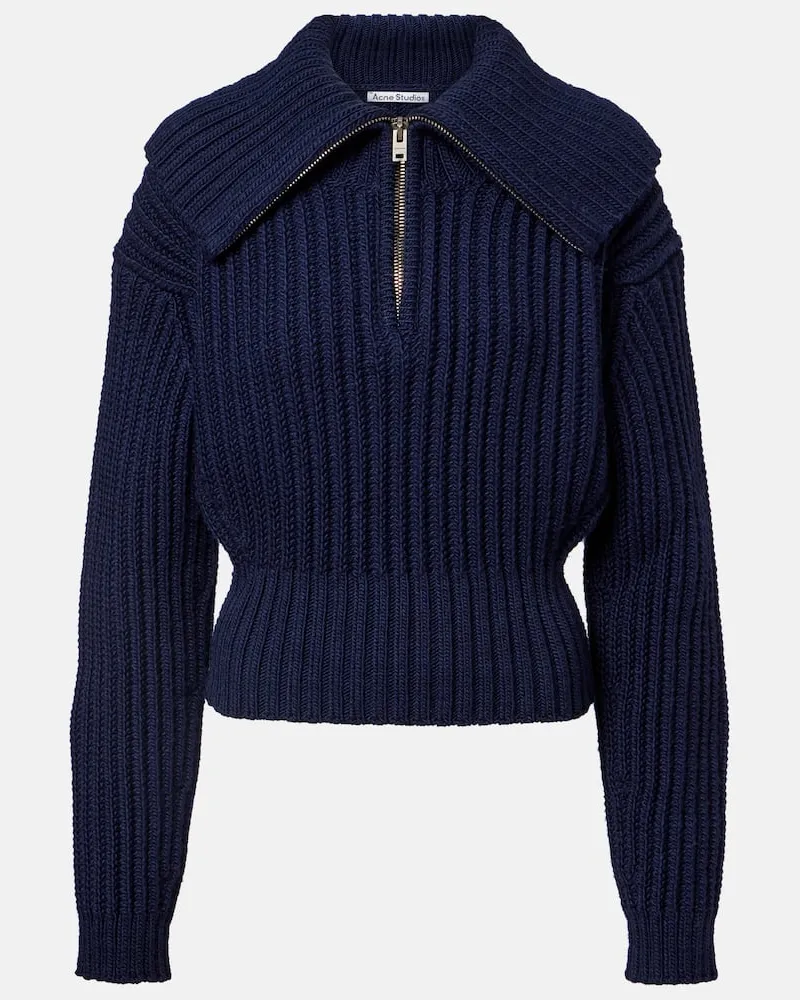 Acne Studios Bestickter Pullover aus Wolle Blau