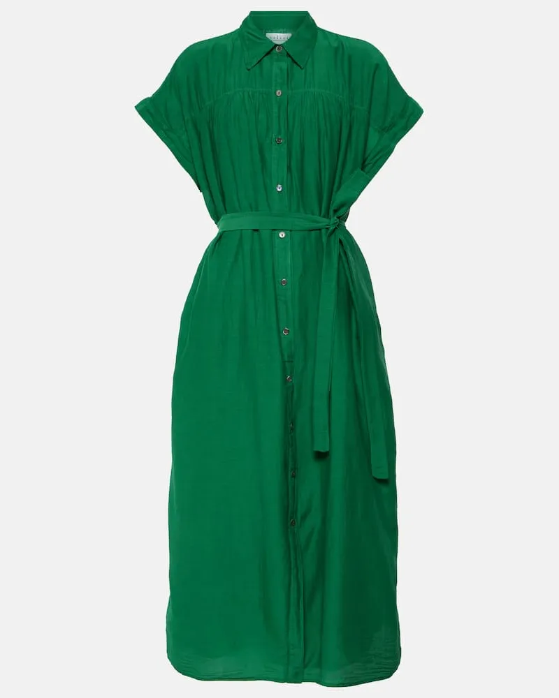 Velvet Hemdblusenkleid Marla aus Baumwolle und Seide Grün
